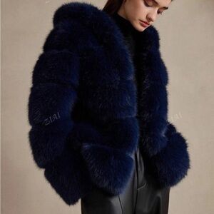 💙 new with tag Via Spiga Reversible Hooded Faux Fur Jacket